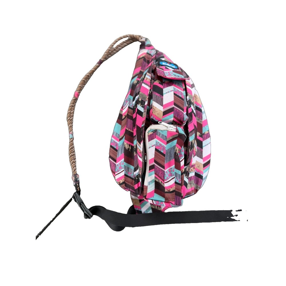 KAVU Rope Sling Crossbody Bag Purple Pink Geometric